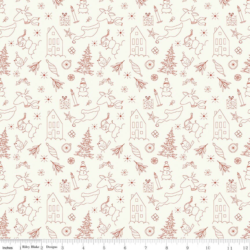 Christmas Is In Town Doodle Cream by Sandy Grervais for Riley Blake Designs- C14742-CREAM