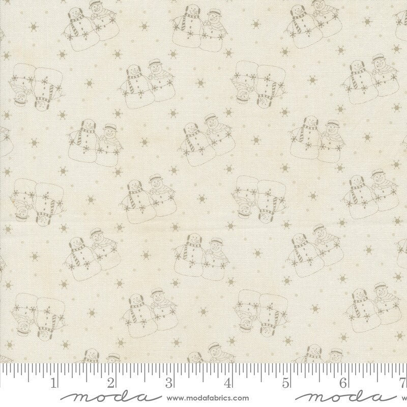 Snowman Gatherings IV Primitive Snowman Couple Snow Taupe by Primitive Gatherings for Moda Fabrics - 49250 15