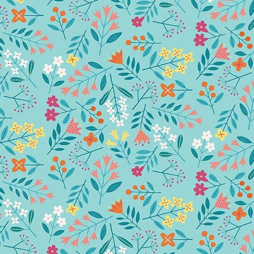 Blooming Color Lucy Light Turquoise by Wolff Paper for Benartex - 16363-80