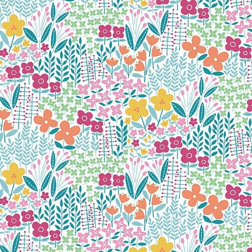 Blooming Color Meadow Turquoise Multi by Wolff Paper for Benartex - 16364-81