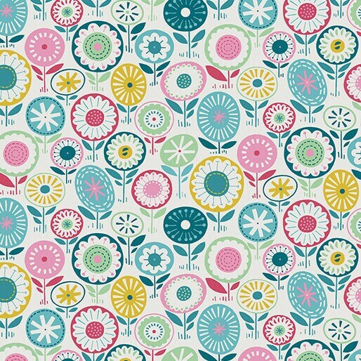 Blooming Color Josie Turquoise Multi by Wolff Paper for Benartex - 16365-81