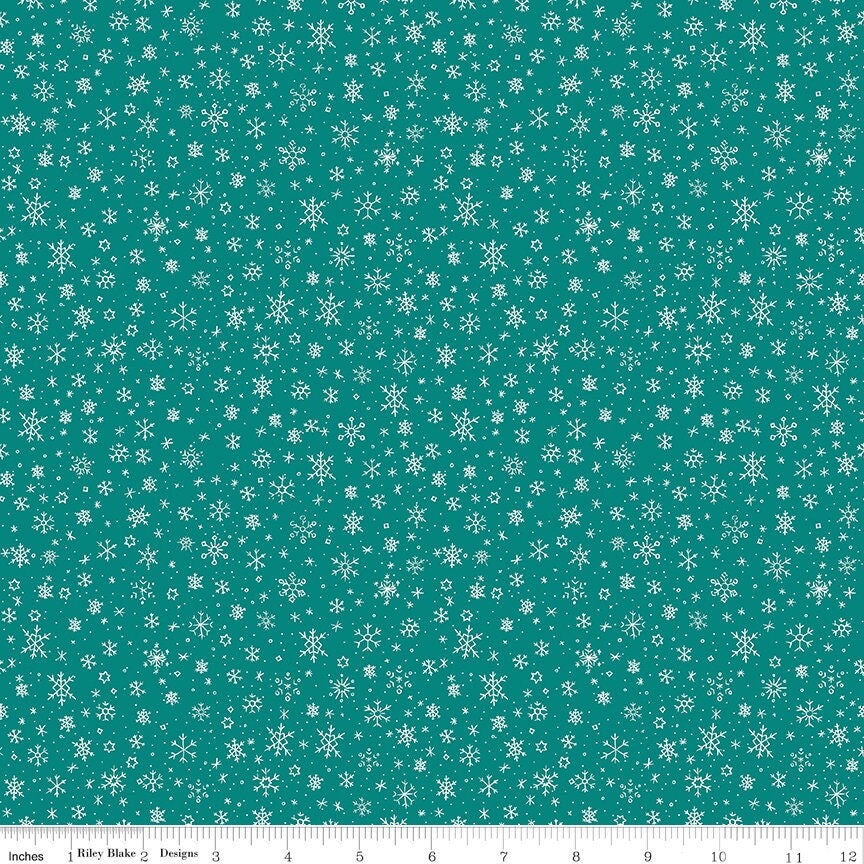 Ski Hill Snowflakes Teal by Corinne Wells for Riley Blake Designs - C14776-TEAL