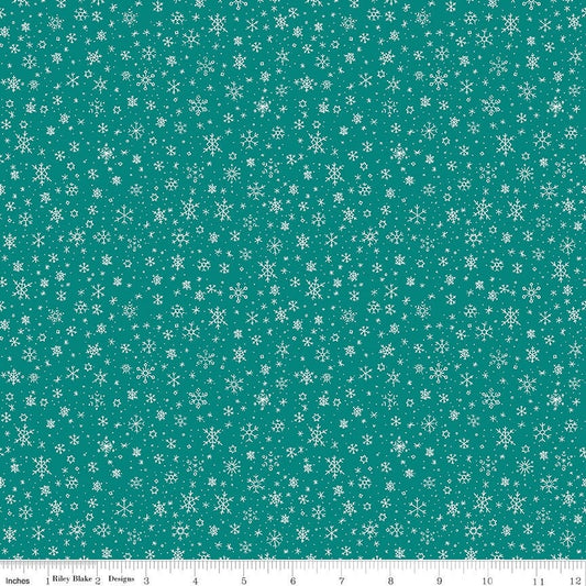 Ski Hill Snowflakes Teal by Corinne Wells for Riley Blake Designs - C14776-TEAL