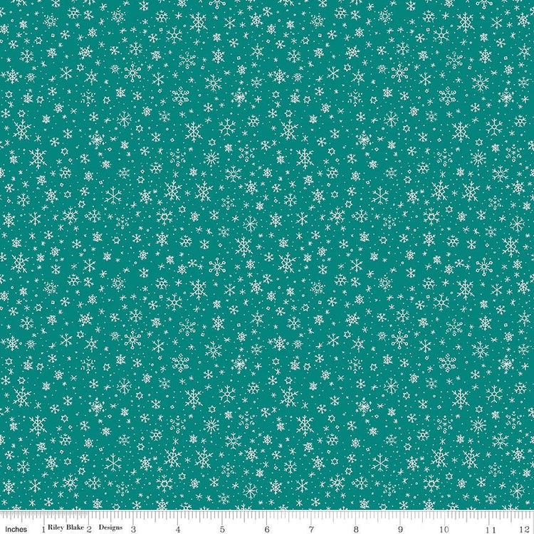 Ski Hill Snowflakes Teal by Corinne Wells for Riley Blake Designs - C14776-TEAL