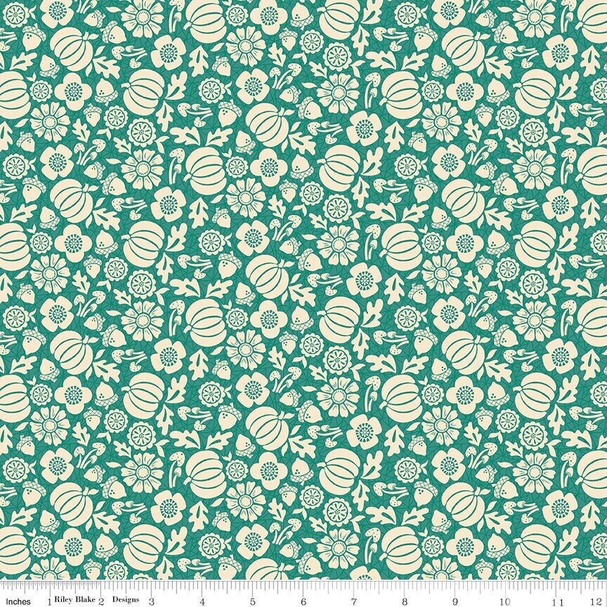 Autumn Afternoon Pumpkin Teal by Heather Peterson for Riley Blake Designs - C14871-TEAL