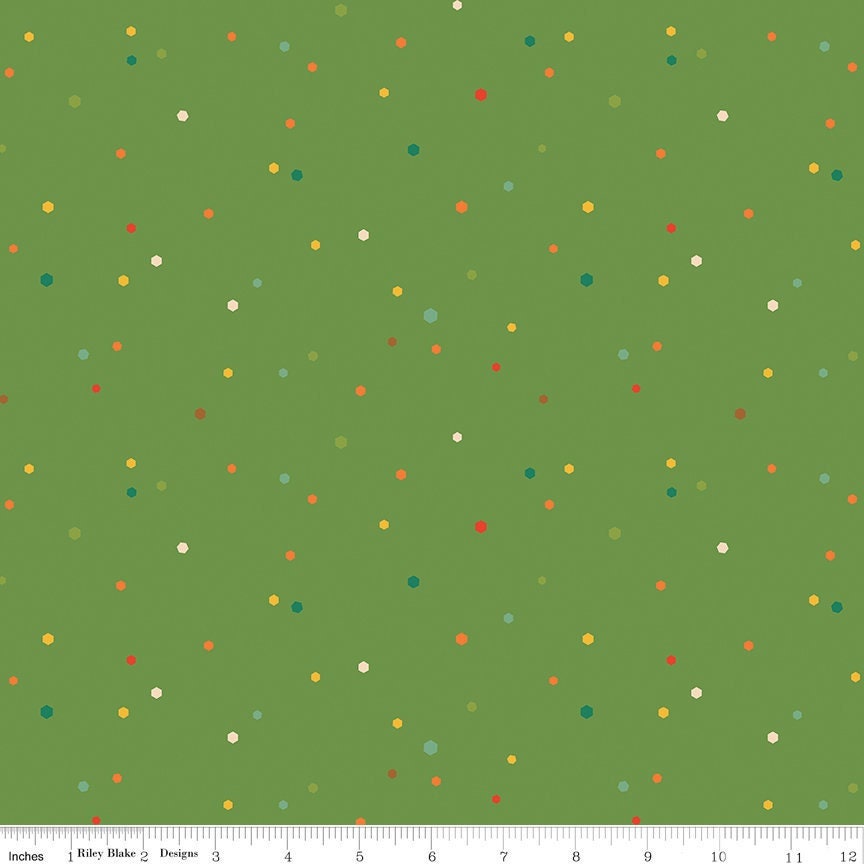 Autumn Afternoon Hexi Dots Green by Heather Peterson for Riley Blake Designs - C14879-GREEN