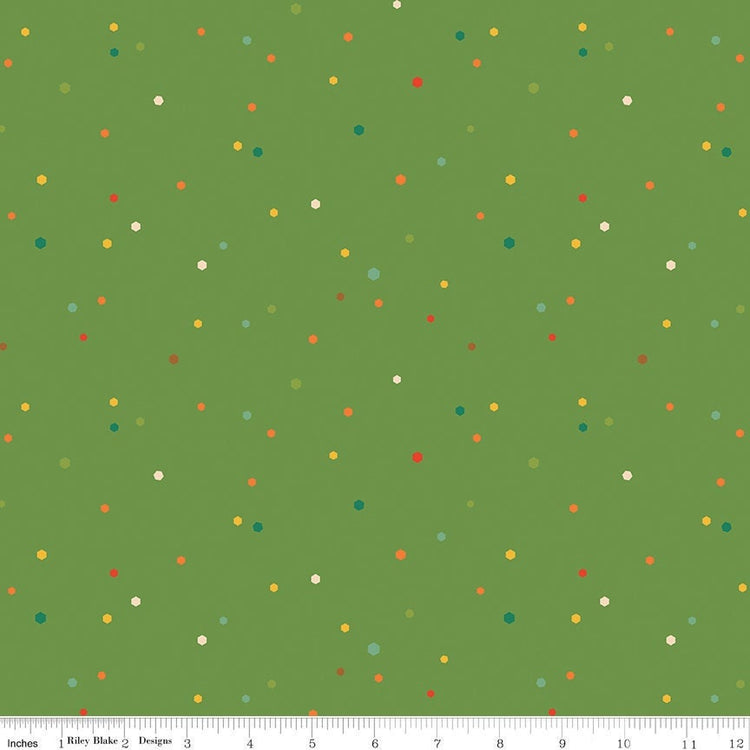 Autumn Afternoon Hexi Dots Green by Heather Peterson for Riley Blake Designs - C14879-GREEN