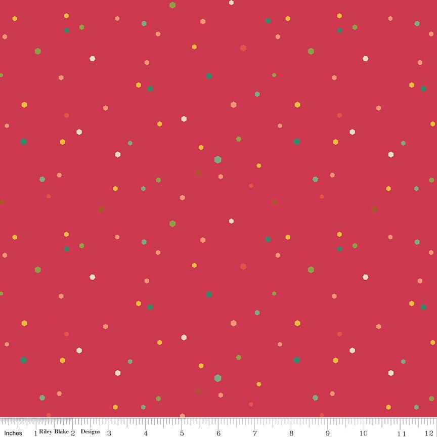 Autumn Afternoon Hexi Dots Berry by Heather Peterson for Riley Blake Designs - C14879-BERRY