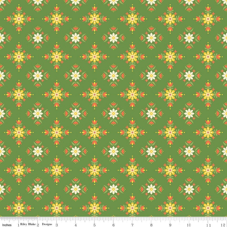 Autumn Afternoon Flower Clusters Green by Heather Peterson for Riley Blake Designs - C14873-GREEN