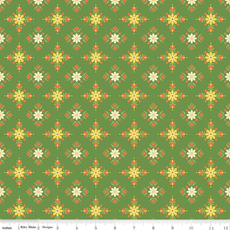 Autumn Afternoon Flower Clusters Green by Heather Peterson for Riley Blake Designs - C14873-GREEN