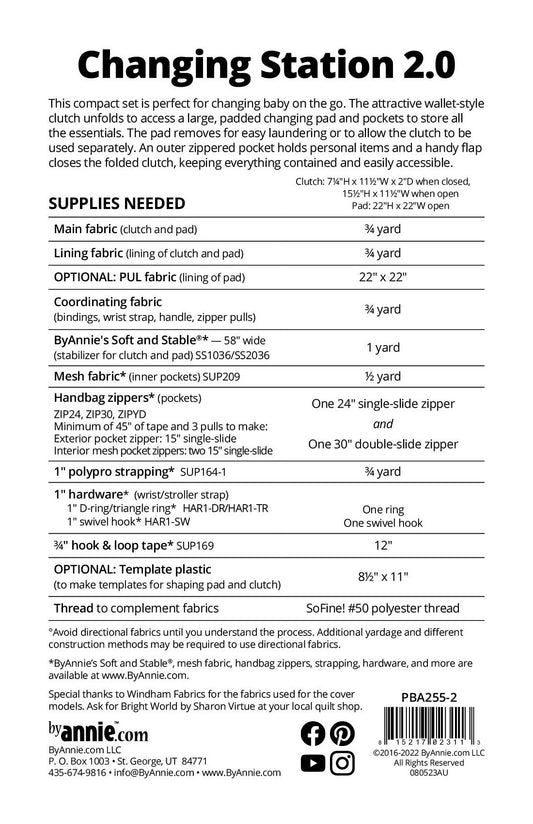 Changing Station 2.0 by Annie's - Printed Bag Pattern