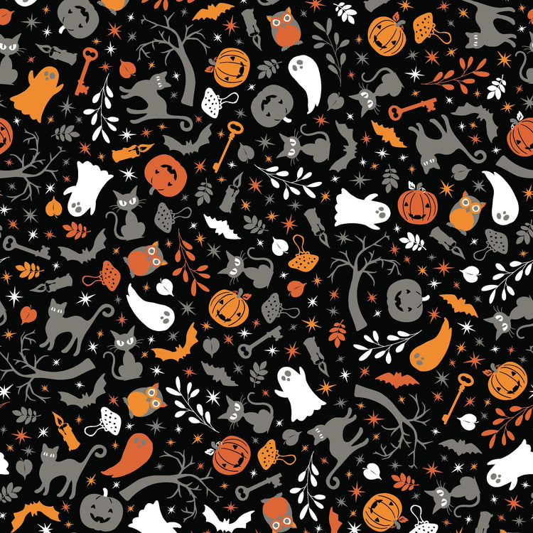 Cats & Ghosts Black by Kim Christopherson of Kimberbell Designs for Maywood Studios - MAS10571-J