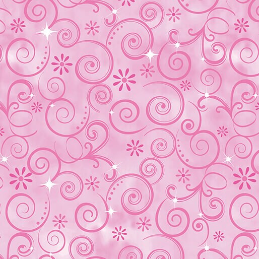 Fairytale Dreams Dazzling Swirls Pink by Canvas Studio for Benartex - 14529-21