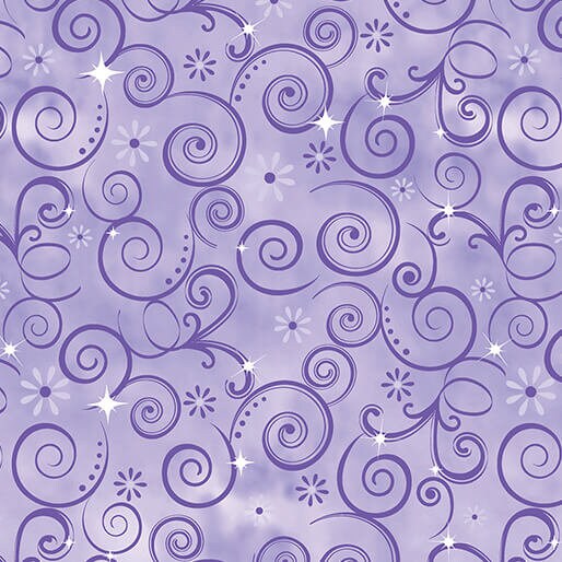 Fairytale Dreams Dazzling Swirls Purple by Canvas Studio for Benartex - 14529-66