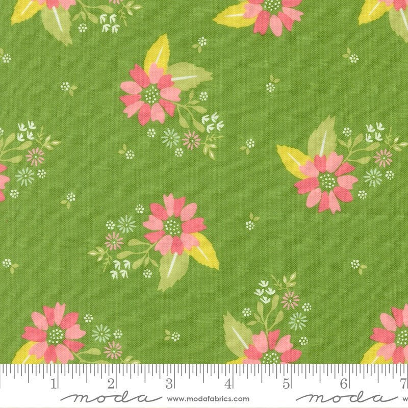 Strawberry Lemonade Carnation Florals Fresh Green by Sherri & Chelsi for Moda Fabrics - 37671 20