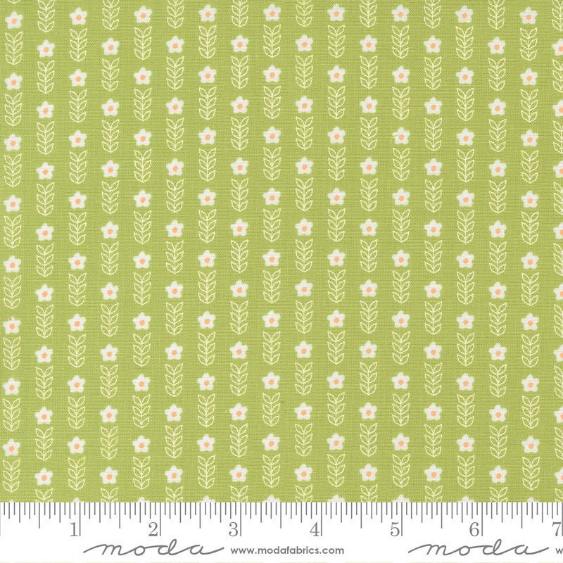 Strawberry Lemonade Blooms Small Floral Stripe Lime by Sherri & Chelsi for Moda Fabrics - 37673 19