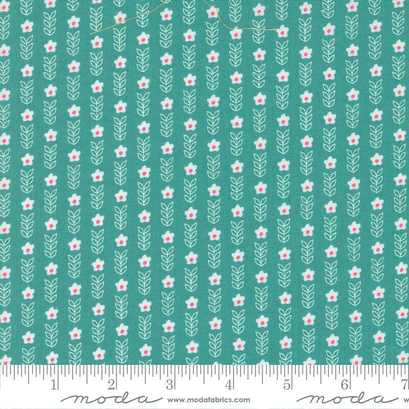 Strawberry Lemonade Blooms Small Floral Stripe Teal by Sherri & Chelsi for Moda Fabrics - 37673 21