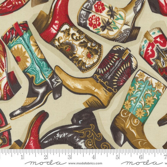 Saddle Ranch Boot Scootin Cowboy Boots Trail Dust by Moda Fabrics - 33791 12