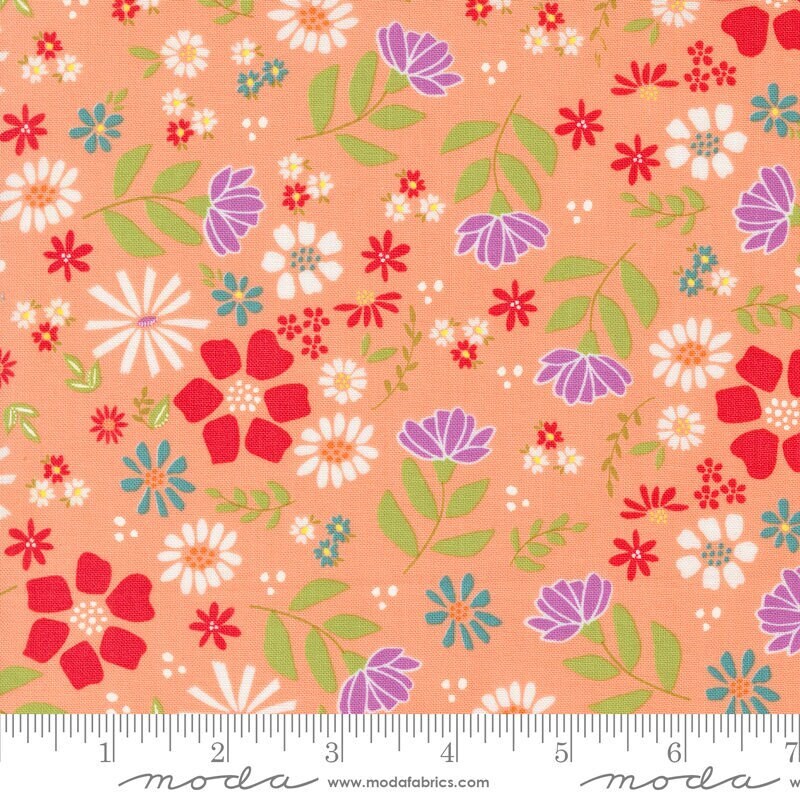 Laguna Sunrise Wild rose Florals Cantaloupe bySherri & Chelsi for Moda Fabrics - 37680 13