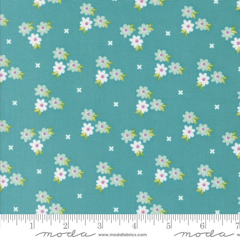 Laguna Sunrise Morning Glory Florals Teal by Sherri & Chelsi for Moda Fabrics - 37682 18