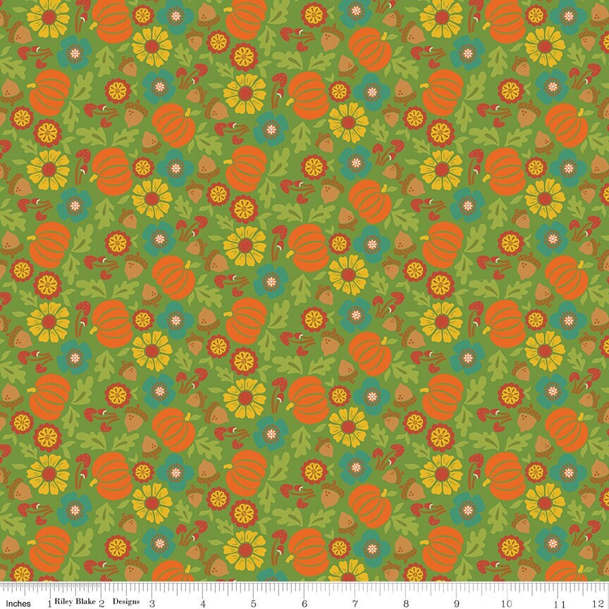 Autumn Afternoon Pumpkin Green by Heather Peterson for Riley Blake Designs - C14871-GREEN