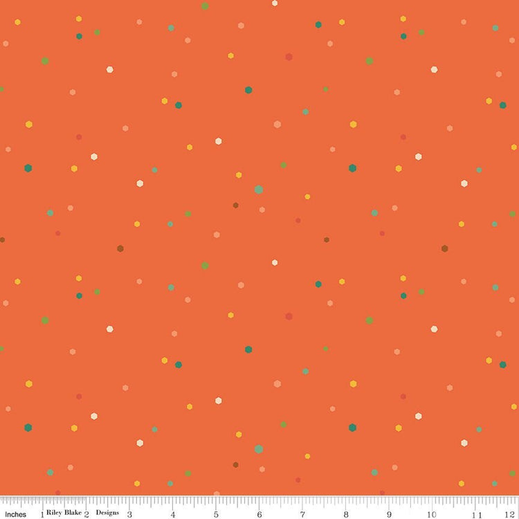 Autumn Afternoon Hexi Dots Orange by Heather Peterson for Riley Blake Designs - C14879-ORANGE