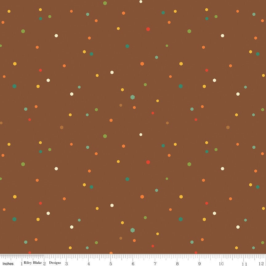 Autumn Afternoon Hexi Dots Brown by Heather Peterson for Riley Blake Designs - C14879-BROWN