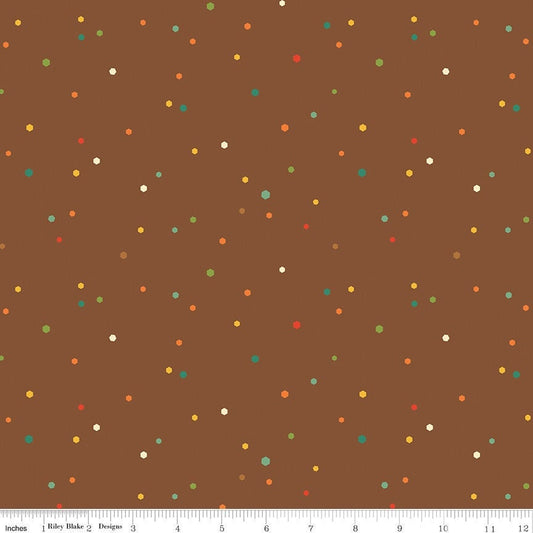 Autumn Afternoon Hexi Dots Brown by Heather Peterson for Riley Blake Designs - C14879-BROWN