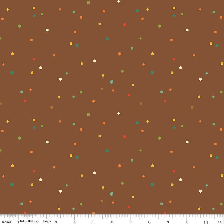 Autumn Afternoon Hexi Dots Brown by Heather Peterson for Riley Blake Designs - C14879-BROWN