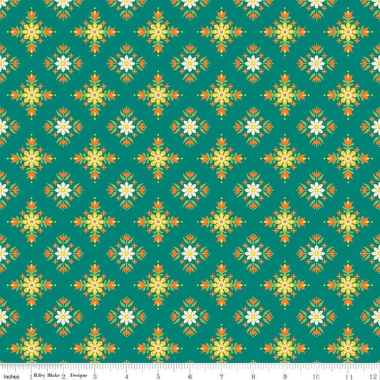 Autumn Afternoon Flower Clusters Teal by Heather Peterson for Riley Blake Designs - C14873-TEAL