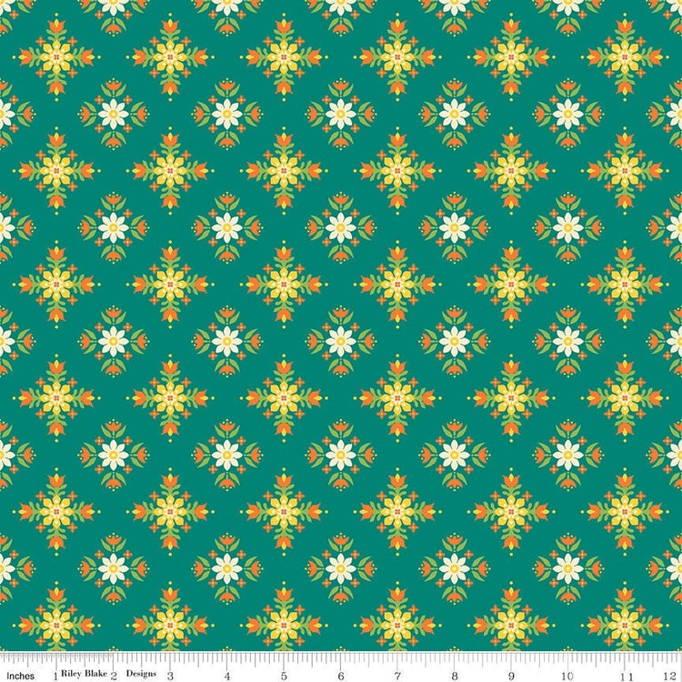 Autumn Afternoon Flower Clusters Teal by Heather Peterson for Riley Blake Designs - C14873-TEAL