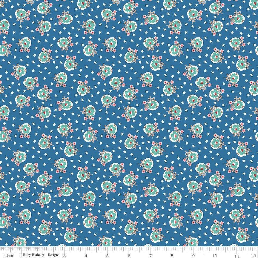 Home Town Lewis Tea Rose by Lori Holt for Riley Blake Designs - C13585-DENIM