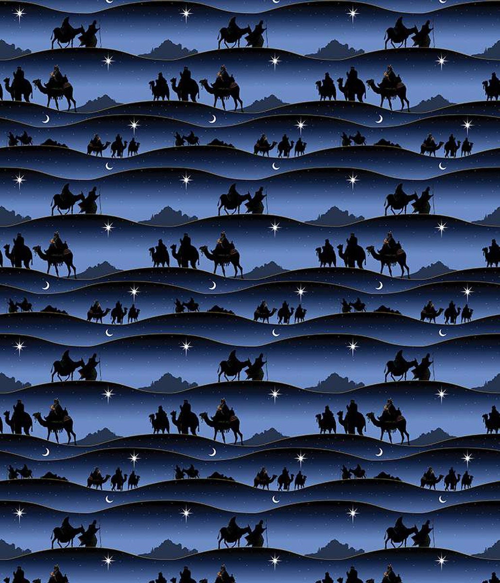 Christmas Wishes Border Print Navy by Riley Blake Designs - CD15049-NAVY