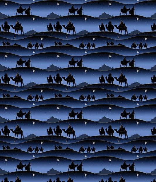 Christmas Wishes Border Print Navy by Riley Blake Designs - CD15049-NAVY