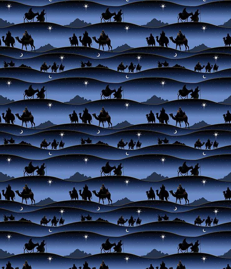 Christmas Wishes Border Print Navy by Riley Blake Designs - CD15049-NAVY