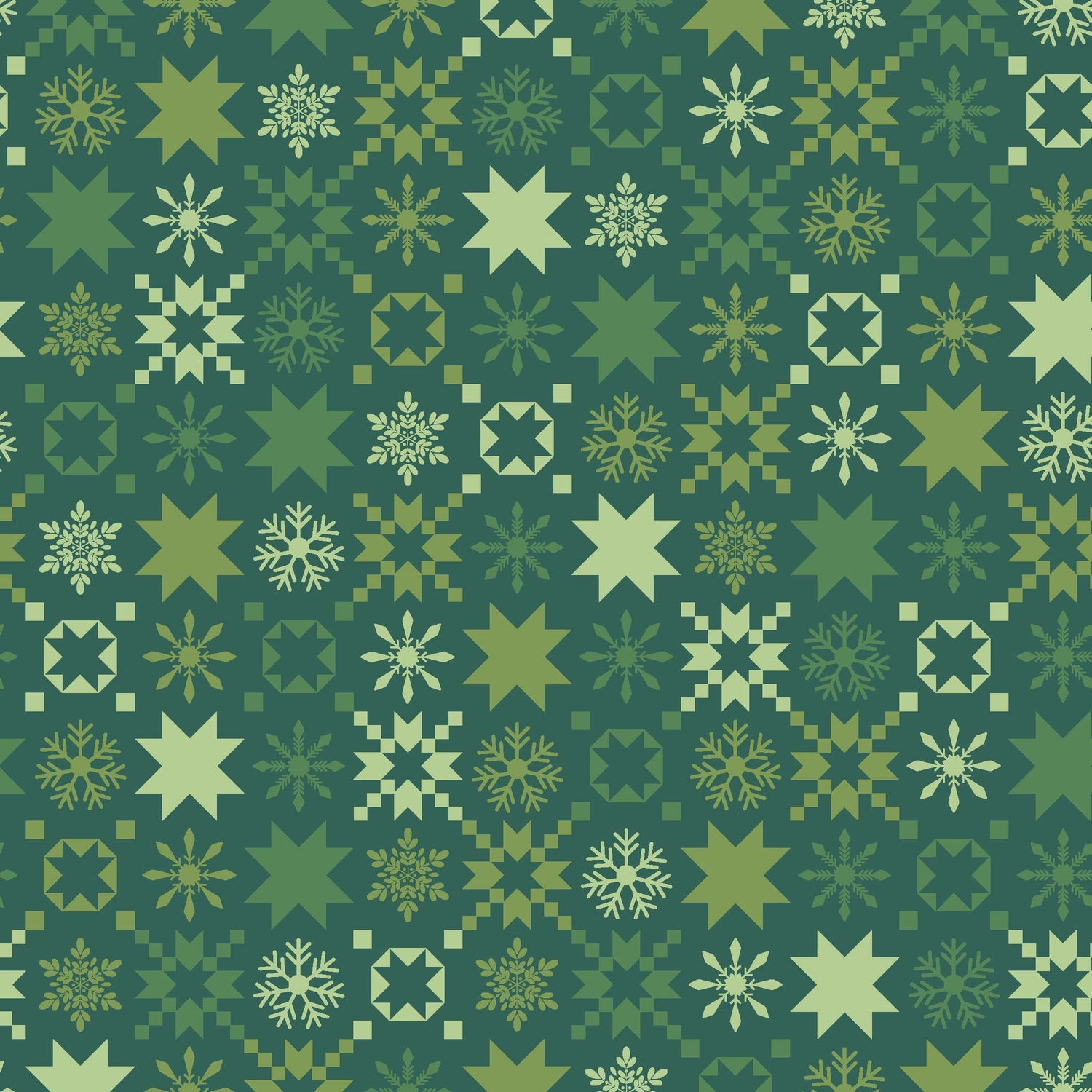 A Quilty Little Christmas Snowflake Green by Kim Christopherson of Kimberbell Designs for Maywood Studios - MAS10577-G