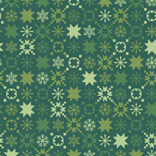 A Quilty Little Christmas Snowflake Green by Kim Christopherson of Kimberbell Designs for Maywood Studios - MAS10577-G