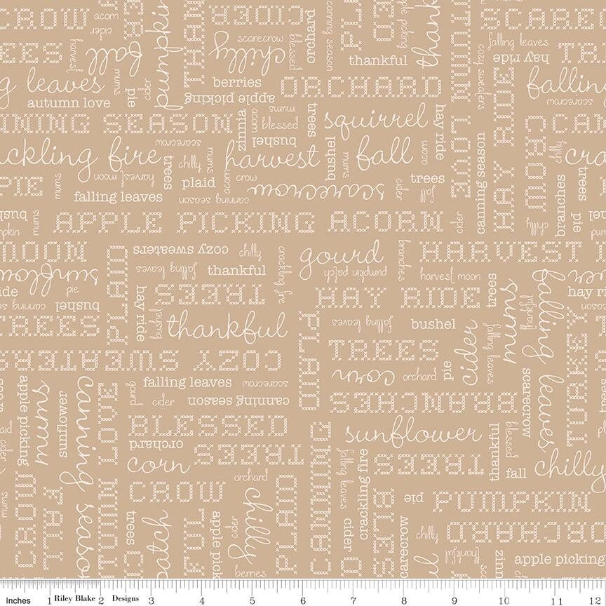 Autumn Words Tea Dye by Lori Holt for Riley Blake Designs - C14667-TEADYE