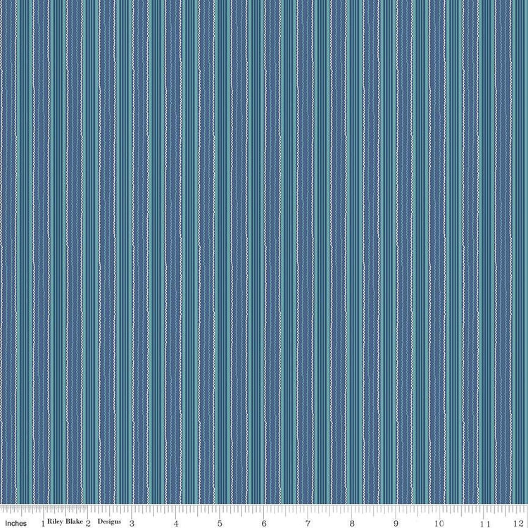 Autumn Stripe Denim by Lori Holt for Riley Blake Designs - C14665-DENIM