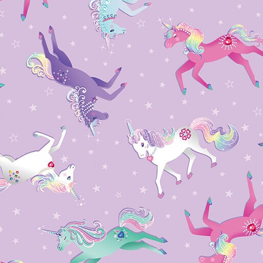 Fairytale Dreams Magical Unicorns Lilac by Canvas Studio for Benartex - 14523-65