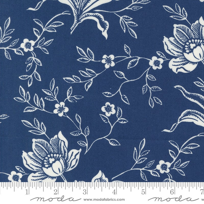 Denim Daisies Woodcut Bloom Midnight Jeans by Fig Tree Co for Moda Fabrics - 35380 18