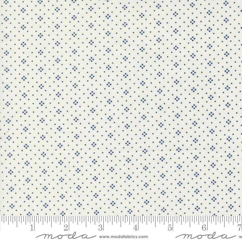 Denim Daisies Eyelet Midnight Jeans on Cream by Fig Tree Co for Moda Fabrics - 20488 110