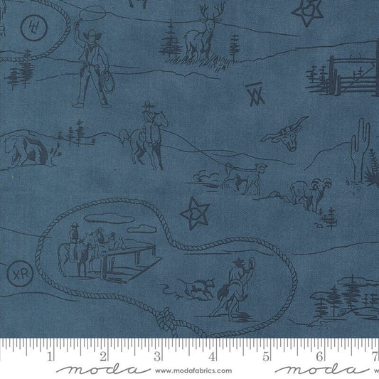 Saddle Ranch Westward Landscape and Nature Blue Jeans by Moda Fabrics - 33795 18