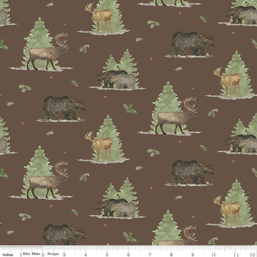 Let's Get Lost in the Woods Main Brown by Tara Reed for Riley Blake Designs - C15120-BROWN