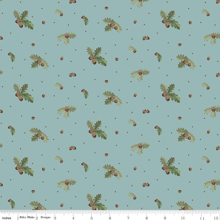 Let's Get Lost in the Woods Acorns and Leaves Vintage Blue by Tara Reed for Riley Blake Designs - C15121-VINTAGEBLUE