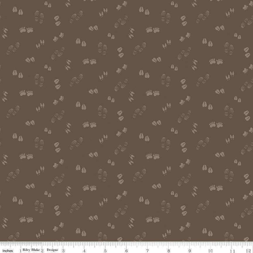 Let's Get Lost in the Woods Tracks Brown by Tara Reed for Riley Blake Designs - C15124-BROWN