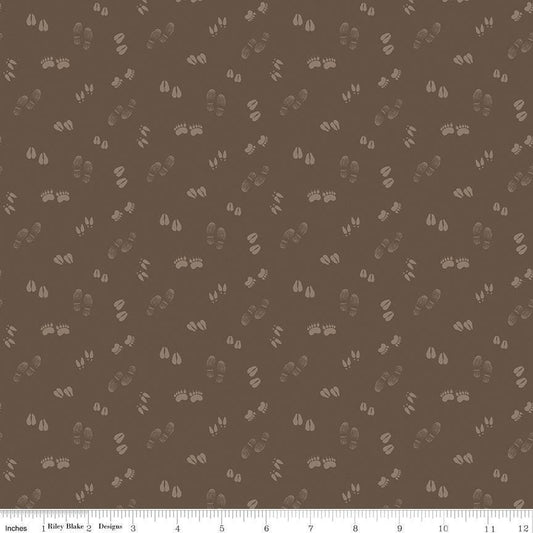 Let's Get Lost in the Woods Tracks Brown by Tara Reed for Riley Blake Designs - C15124-BROWN