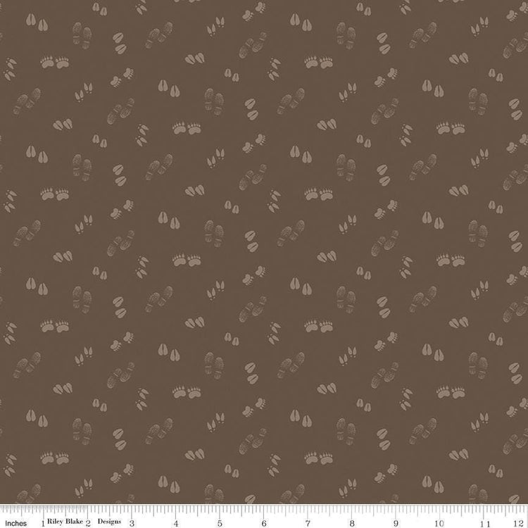 Let's Get Lost in the Woods Tracks Brown by Tara Reed for Riley Blake Designs - C15124-BROWN