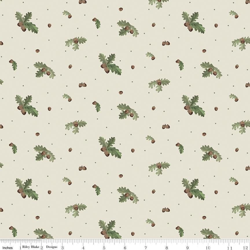 Let's Get Lost in the Woods Acorns and Leaves Off White by Tara Reed for Riley Blake Designs - C15121-OFFWHITE