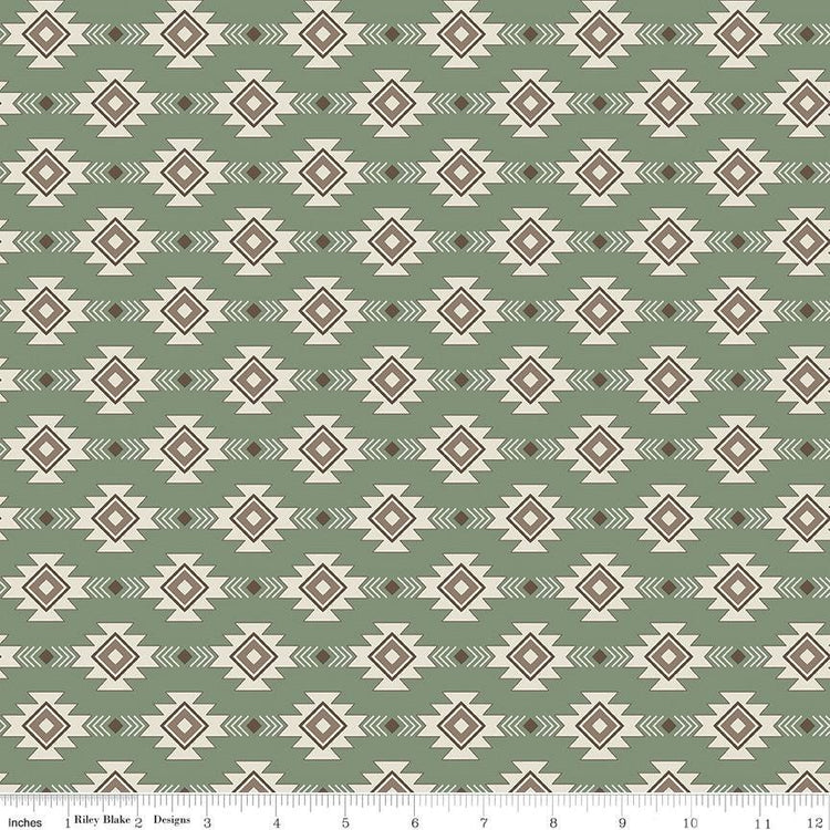 Let's Get Lost in the Woods Geometric Sage by Tara Reed for Riley Blake Designs - C15122-SAGE